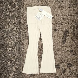 Zara Ribbed Beige Flare Leggings NWT Toddler Girls Baby Sz 2-3